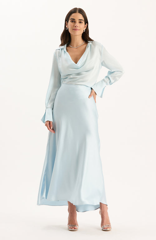 Astrid Charmeuse Blouse - Above the Clouds
