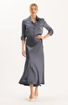 Candice Silk Blouse - Gun Metal