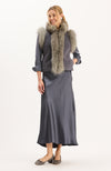 Foxy Fur Vest - Gun Metal