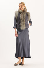 Foxy Fur Vest - Gun Metal