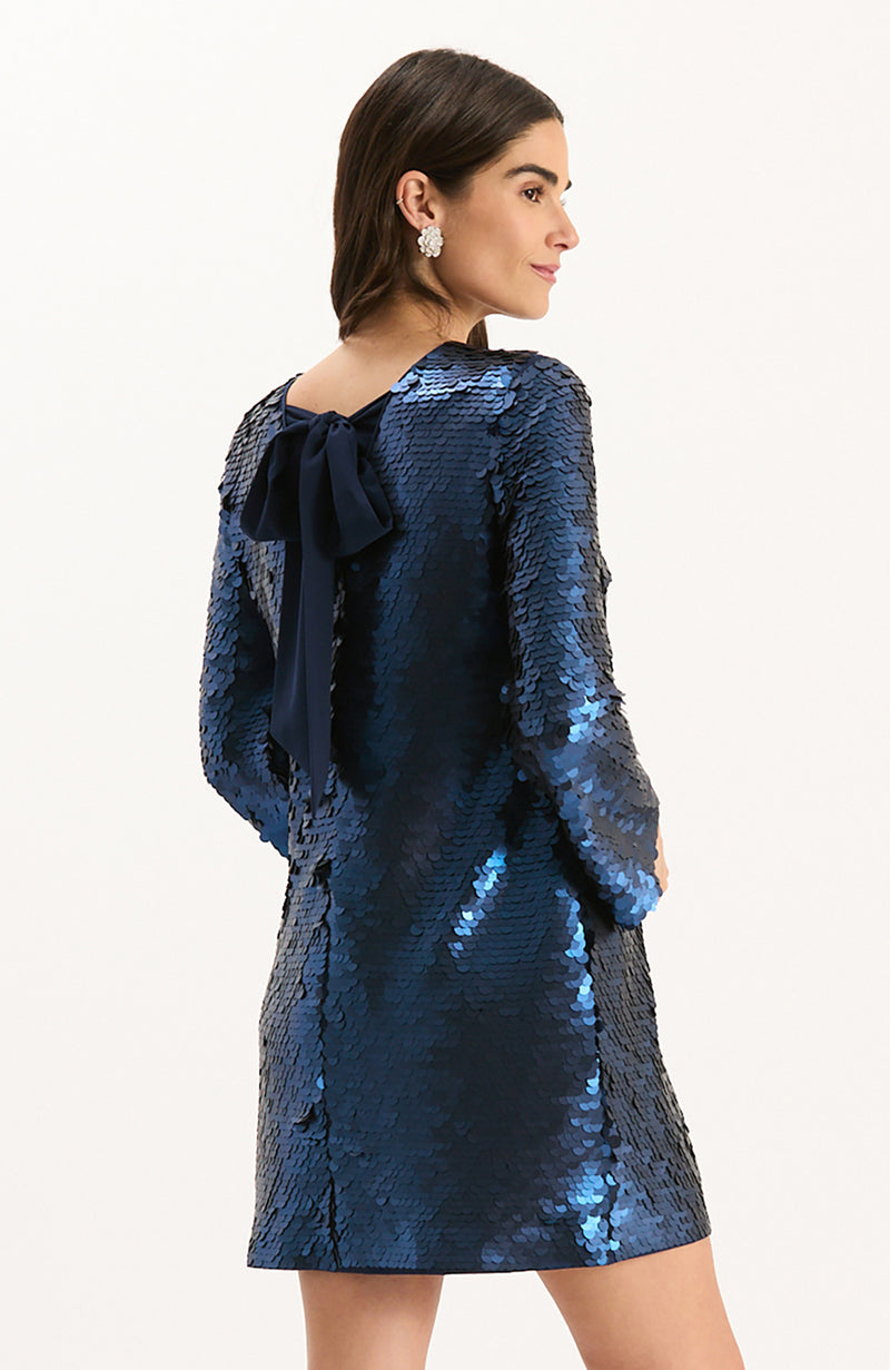 Daphne Paillettes Dress - Mid Navy