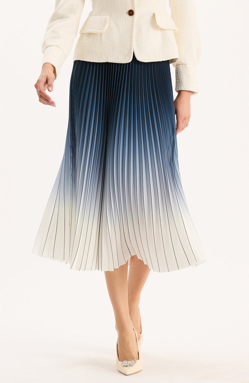 Cara Ombré Pleated Skirt - Blue Ombre
