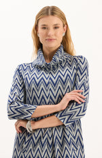 Kim Knit Dress - Blue Silver White Chevron