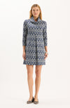 Kim Knit Dress - Blue Silver White Chevron