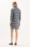 Kim Knit Dress - Blue Silver White Chevron
