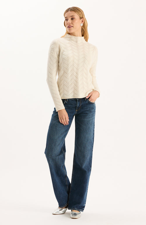 Gracie Cashmere Basketweave Sweater - Ivory