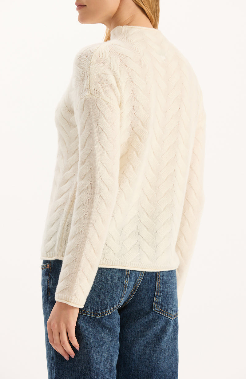 Gracie Cashmere Basketweave Sweater - Ivory