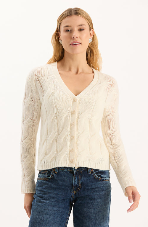 Cashmere Cable Cardigan - Ivory