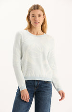 Conner Textured Leaves Sweater - Dream Blue