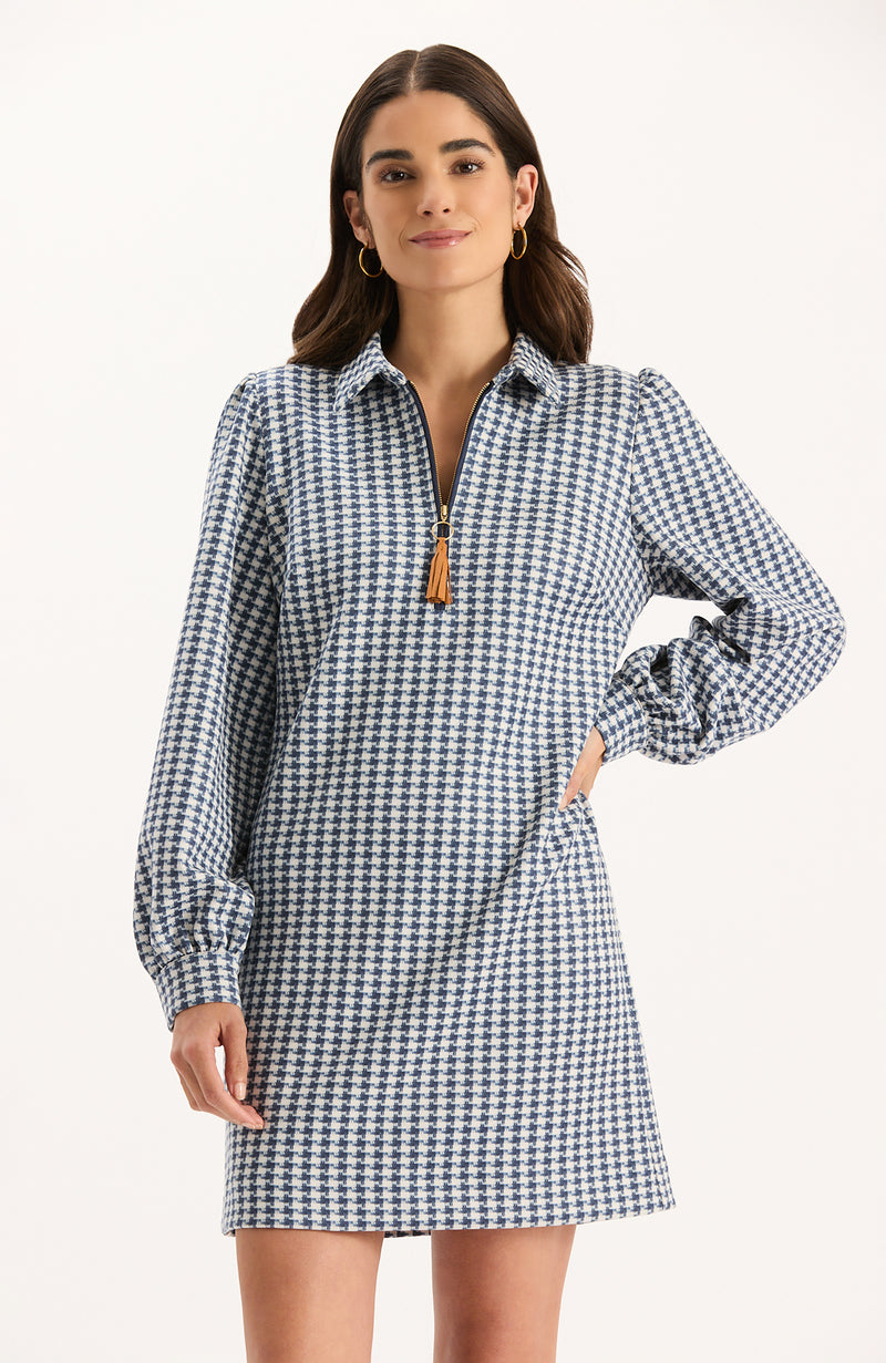 Melanie Knit Dress - Navy Houndstooth