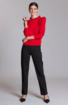 Cashmere Ruffle Neck Sweater - Bright Red