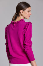 Cashmere Ruffle Neck Sweater - Berry