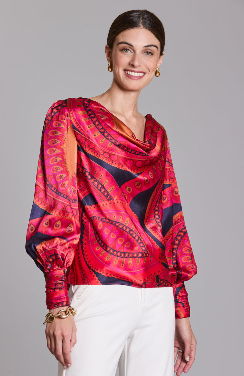Olivia Charm Royal Paisley Top - Paisley
