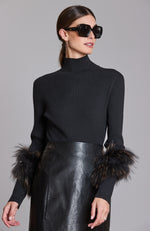Cotton Cashmere Fur Sweater - Black
