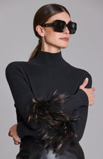 Cotton Cashmere Fur Sweater - Black