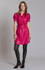 Veronica Vegan Leather Dress - Cerise
