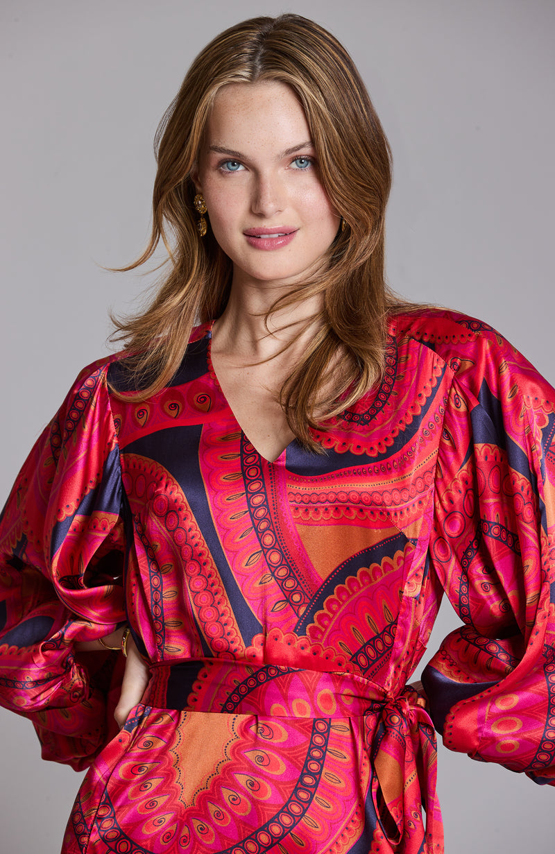 Val Paisley Charmeuse Dress - Paisley