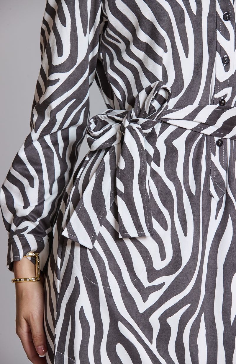 Ziva Faux Suede Dress - Zebra
