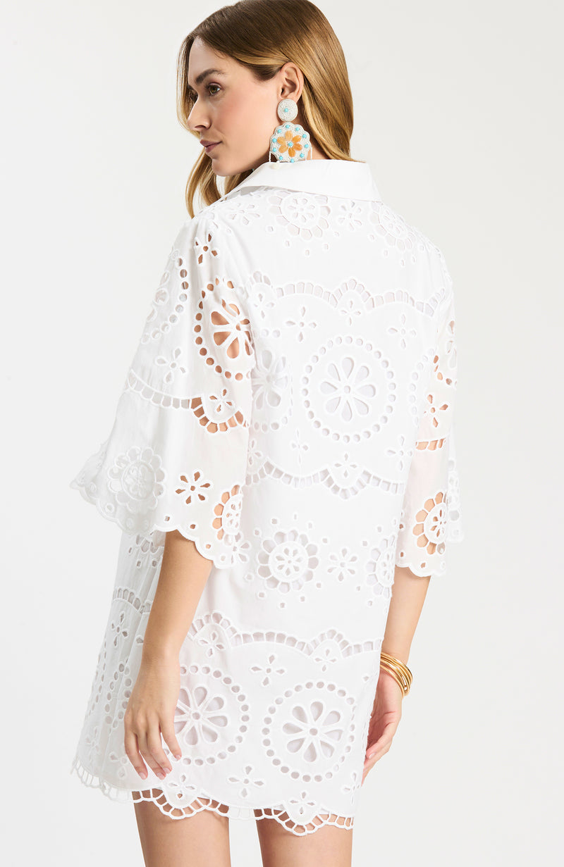 Penny Eyelet Dress - White M / White Penny Eyelet Dress - White M / White