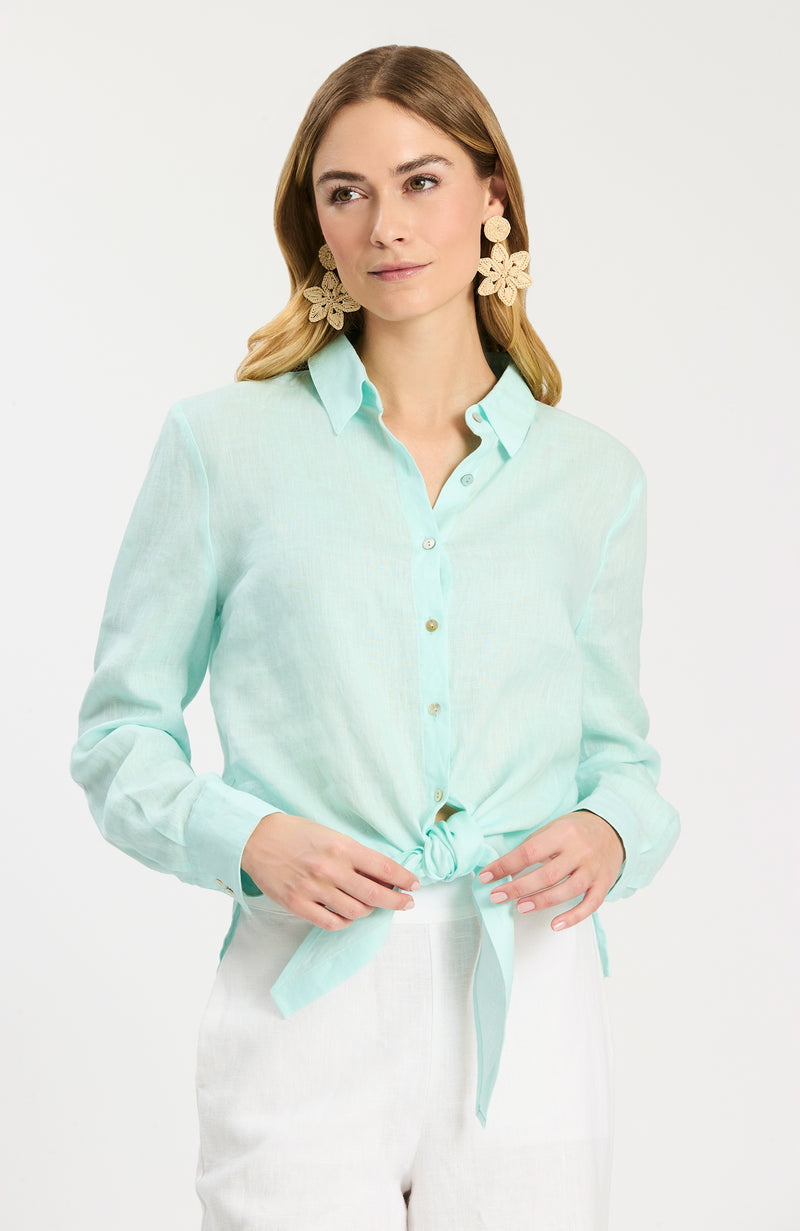 light aqua dress shirt Aqua blue short sleeved linen shirt
