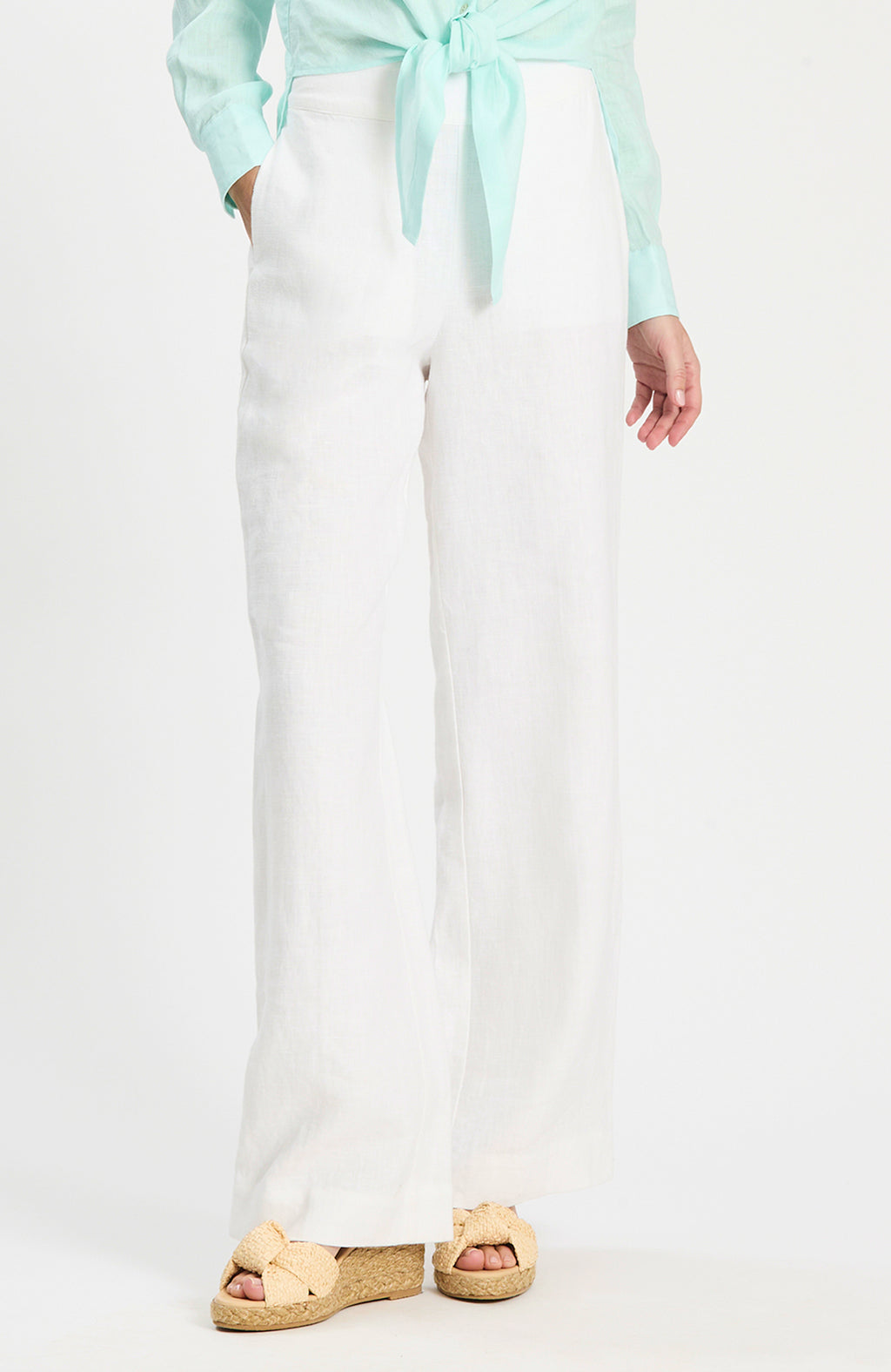 Gianna Linen Viscose Pant - White – tyler böe