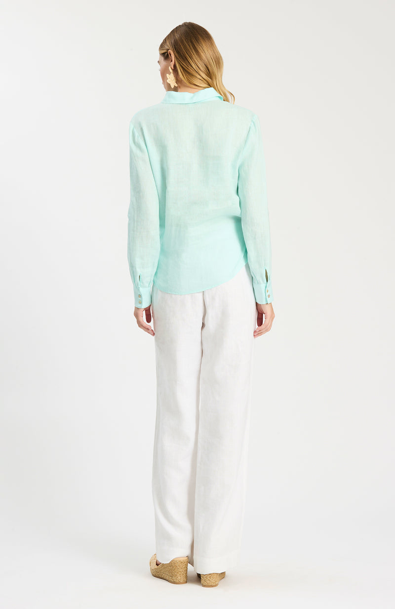 Gianna Linen Viscose Pant - White – tyler böe