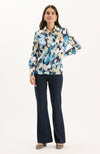 Chloe Silk Blue Clouds Shirt - Blue Clouds