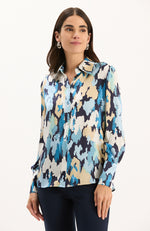 Chloe Silk Blue Clouds Shirt - Blue Clouds