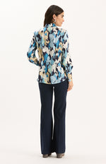 Chloe Silk Blue Clouds Shirt - Blue Clouds