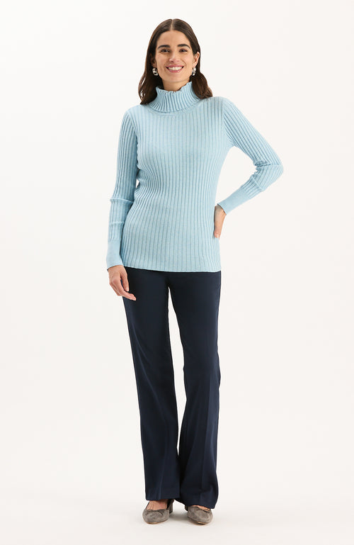 Cotton Cashmere Turtleneck - Dream Blue