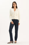 Mallory Gold Button Cardigan - Ivory