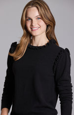 Cashmere Ruffle Neck Sweater - Black