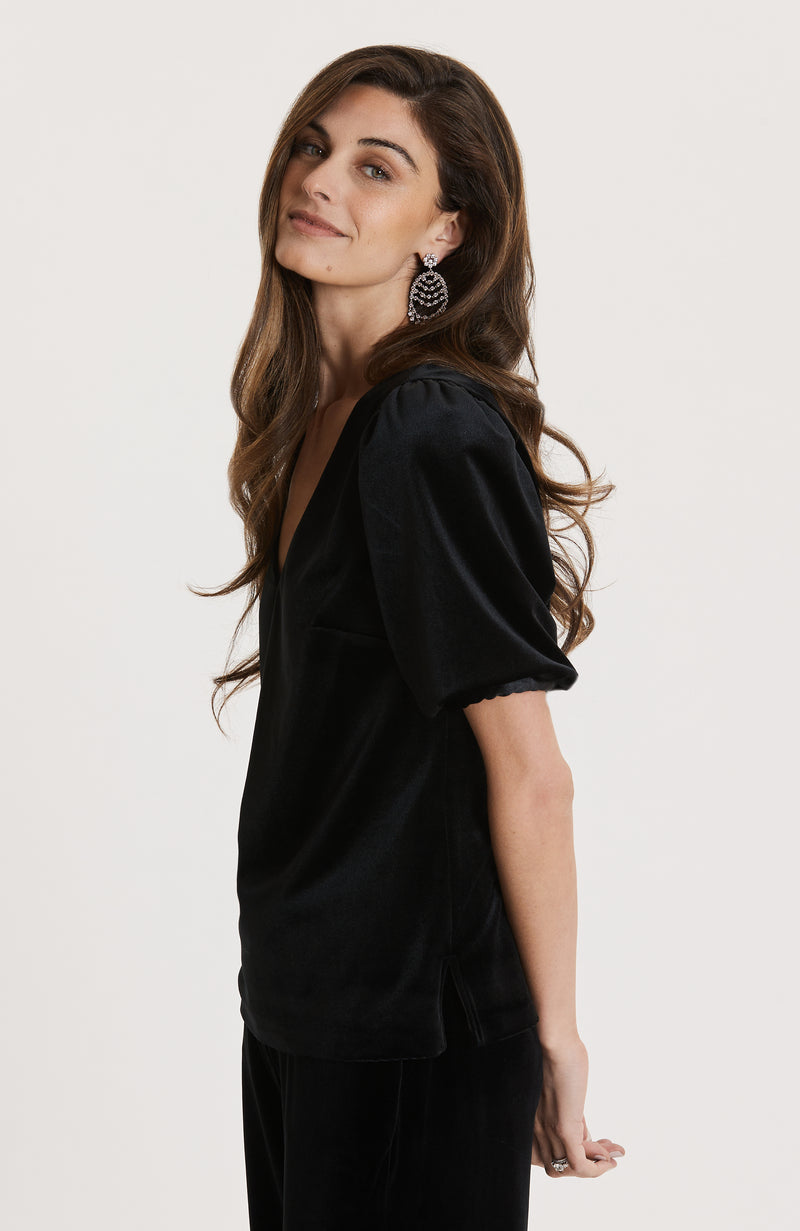 Claire Velvet Top - Black