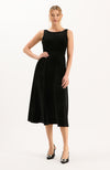 Audrey Velvet Midi Dress - Black