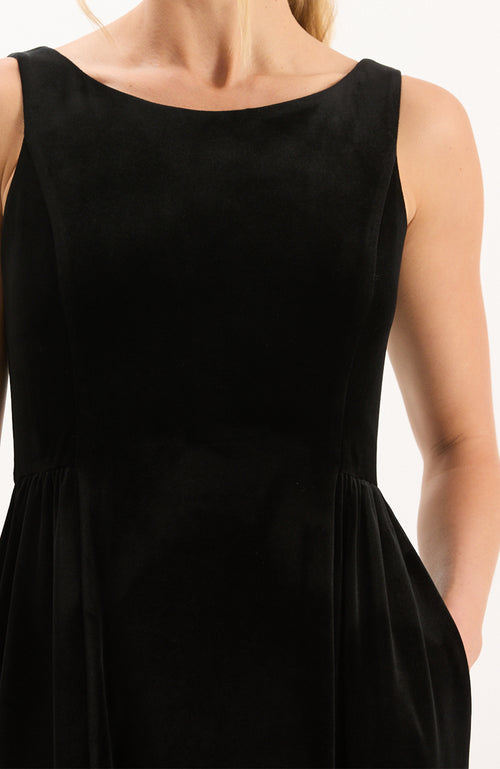 Audrey Velvet Midi Dress - Black