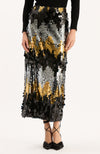 Collins Paillettes Skirt - Black Gold Silver Ombre