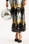 Collins Paillettes Skirt - Black Gold Silver Ombre