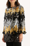 Sandra Paillettes Tunic - Black Gold Silver Ombre