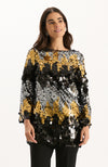 Sandra Paillettes Tunic - Black Gold Silver Ombre