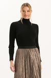 Cotton Cashmere Turtleneck - Black