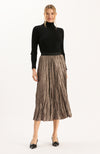 Cara Metallic Pleated Skirt - Metallic Bronze