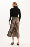 Cara Metallic Pleated Skirt - Metallic Bronze