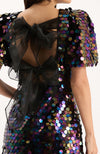 Savannah Paillettes Bow Back Dress - Black