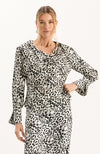 Astrid Charmeuse Ermin Blouse - Black White Ermin