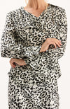Astrid Charmeuse Ermin Blouse - Black White Ermin