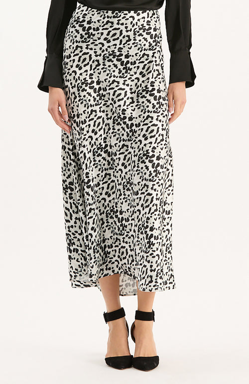 Edie Charmeuse Ermin Skirt - Black White Ermin