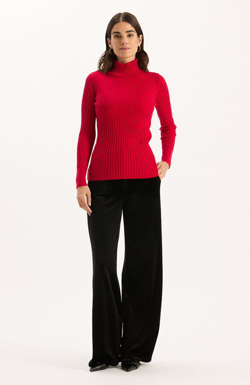 Cotton Cashmere Turtleneck - Classic Red