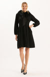 Meghan Knit Fur Collar Dress - Black