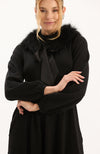 Meghan Knit Fur Collar Dress - Black
