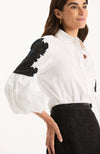 Bella Lace Blouse - White Black
